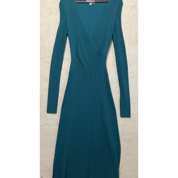 Tome Collective Dress Womens Small Teal Long Sleeve Knit Midi Merino Wool Blend - Picture 2 of 7